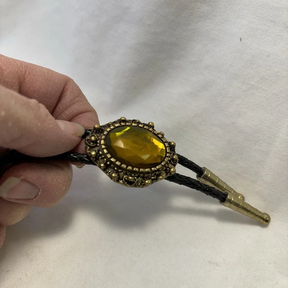 Tiger's Eye Stone Mens Bolo Tie Cowboy Vintage Alloy Waxed Rope Wedding‎
